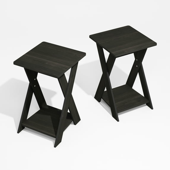 Furinno Modern Simplistic Criss-Crossed End Table, Black Espresso, Set of 2