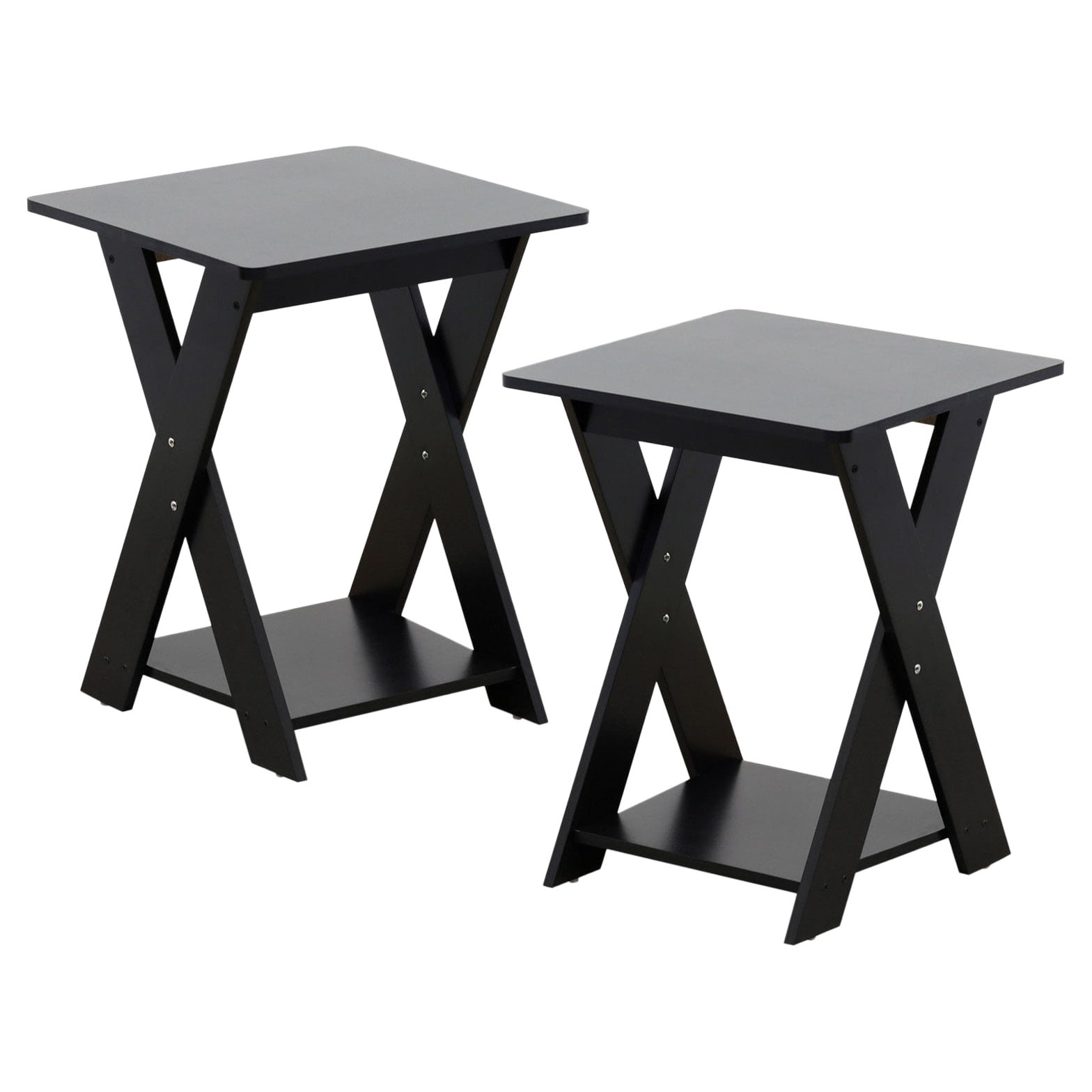 Espresso Modern Criss-Cross Wood End Tables, Set of 2