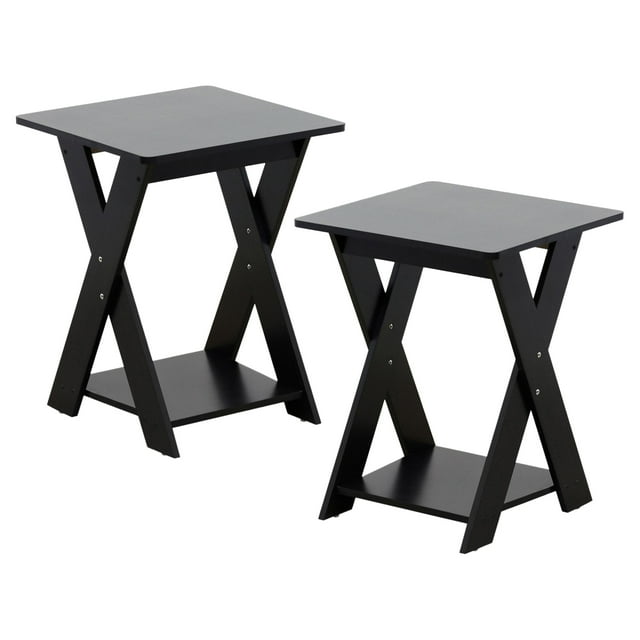 Furinno Modern Simplistic CrissCrossed End Table,Espresso, Set of 2