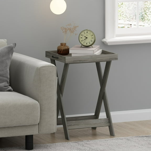 Furinno Montale Tray Table with Removable Tray, French Oak