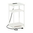 thumbnail image 1 of Furinno Moretti 3-Tier Metal Frame Open Storage Side Table, End Table with USB and Type-C Charging Station, White/White, 1 of 6