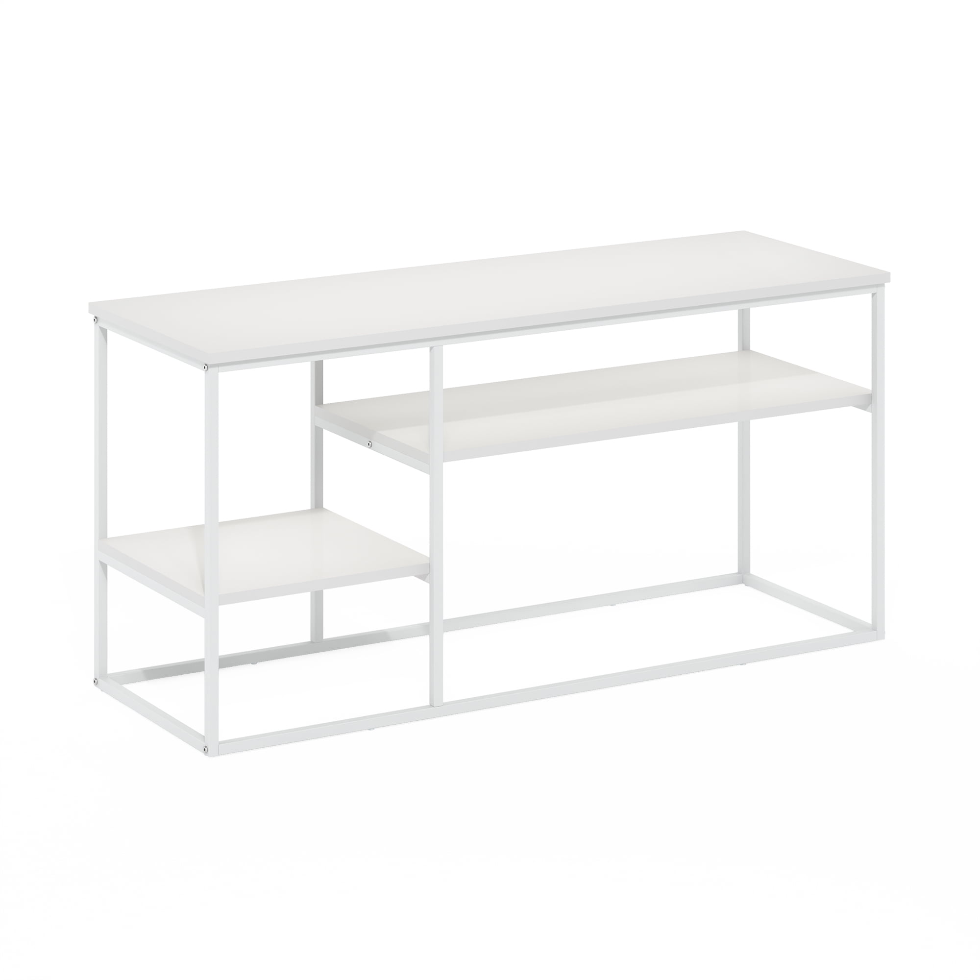 White Metal and Wood Minimalist TV Stand for 50 Inch TV