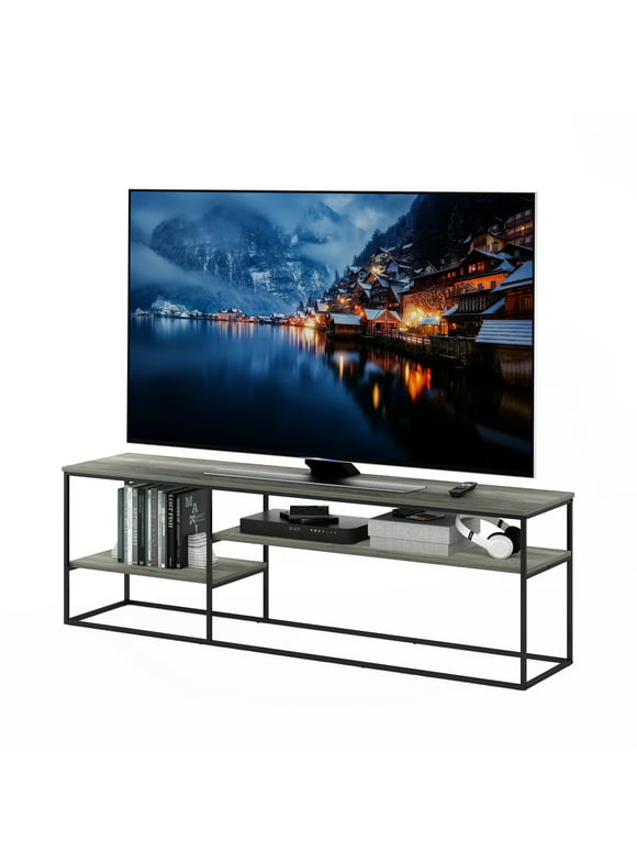 Furinno Moretti Modern Lifestyle TV Stand for TV up to 78 Inch, French Oak Grey