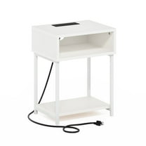 Moretti USB and Type-C Charging Port Open Storage Side Table with Metal Frame