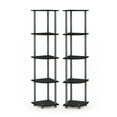 thumbnail image 1 of Furinno Multipurpose 11.6"W x 11.6"D x 57.7"H 5-Shelf Decorative Shelves, Black and Gray, 2 Count, 1 of 6