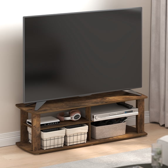 Furinno NELLY TV Center Soft Edges Open Shelves up to 50" Amber Pine