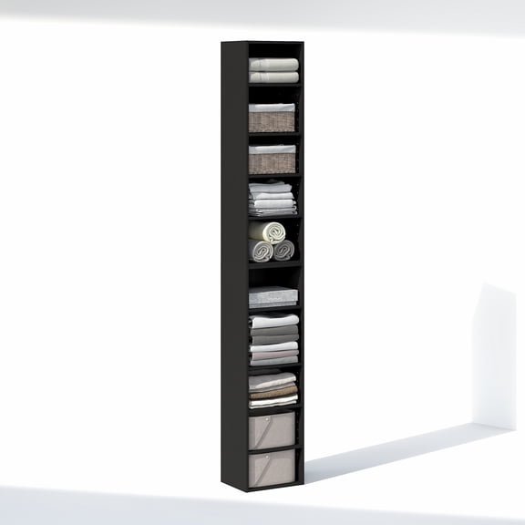 Furinno PASIR 10-Tier Closet Organizer AdJUSTable Open Shelf 12" Width Blackwood