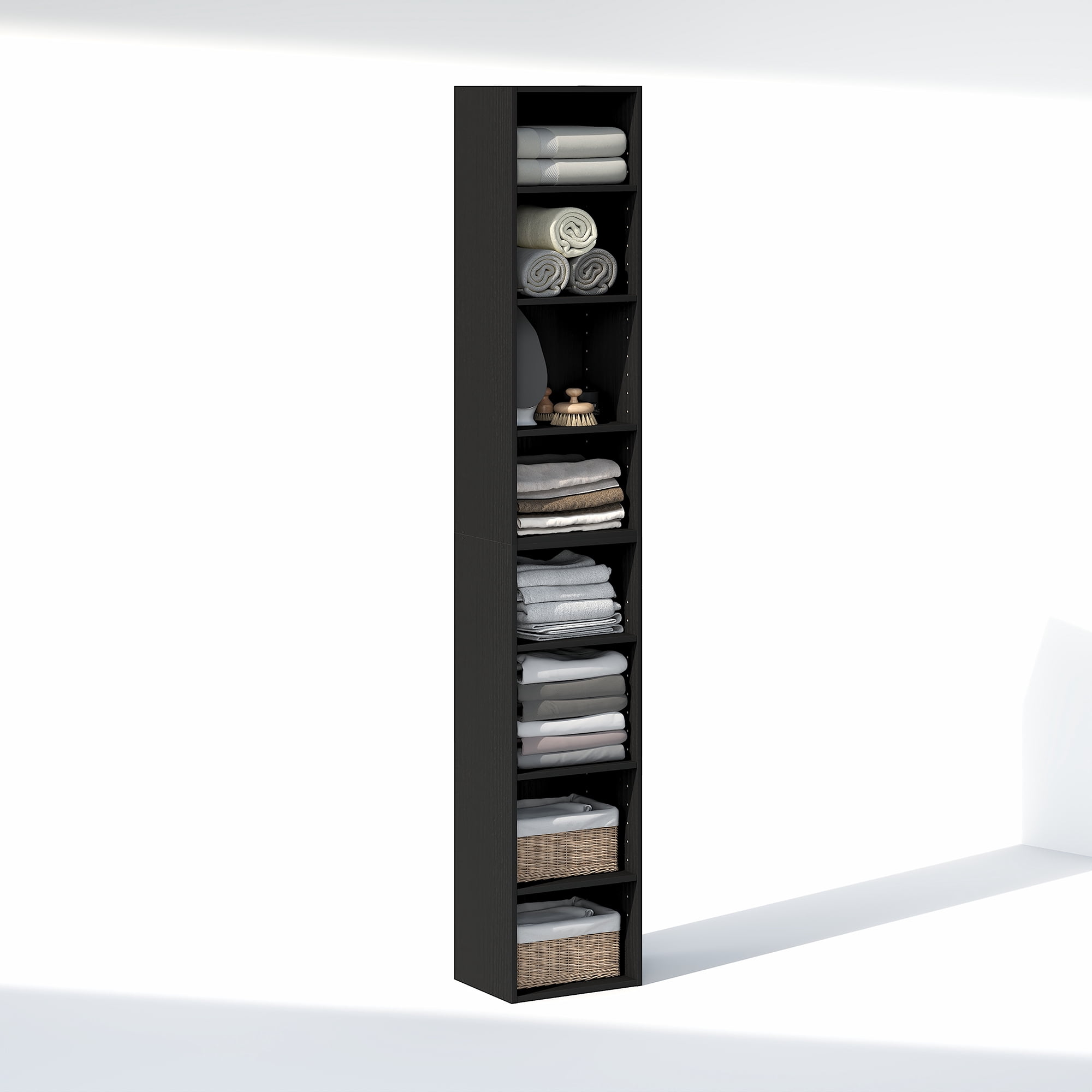 Furinno PASIR 8-Tier Closet Organizer Adjustable Open Shelf 12-Inch Blackwood