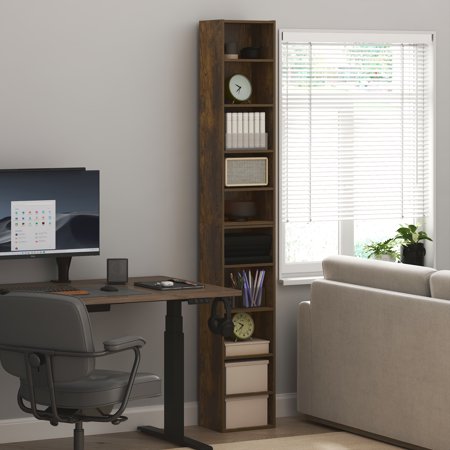 Furinno PASIR 10-Tier Bookshelf with Open Shelf Amber Pine
