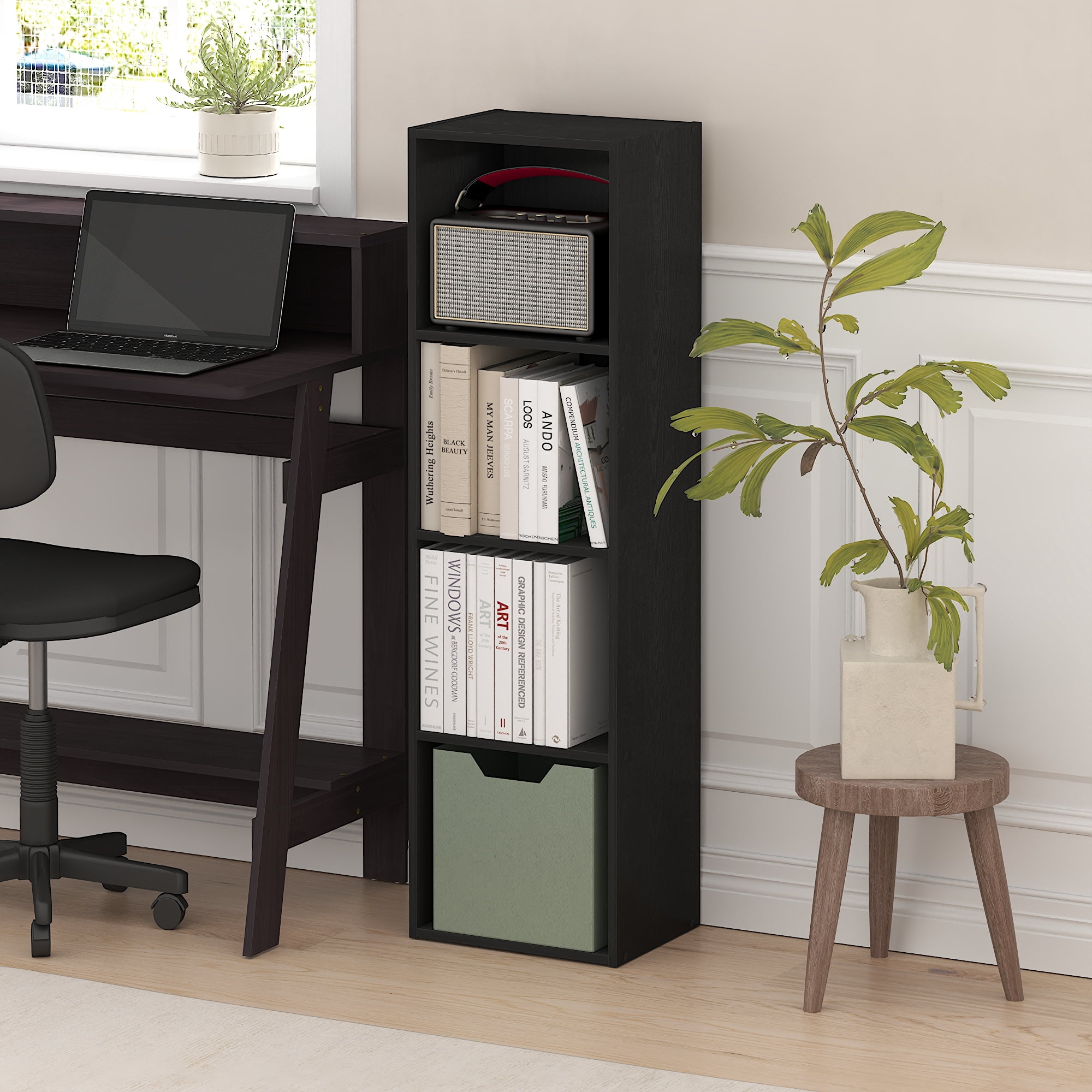Furinno PASIR Book Shelf, 4-Tier Bookcase, Bookshelf, Open Storage