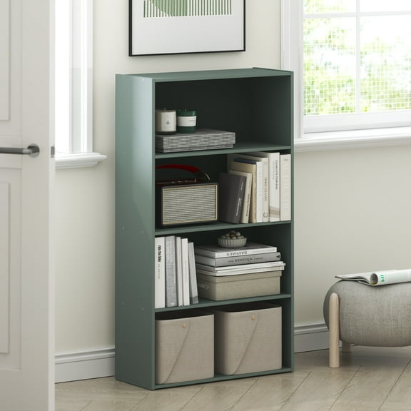 Furinno PASIR 4-Tier Bookshelf in Bookcase in Sage Green