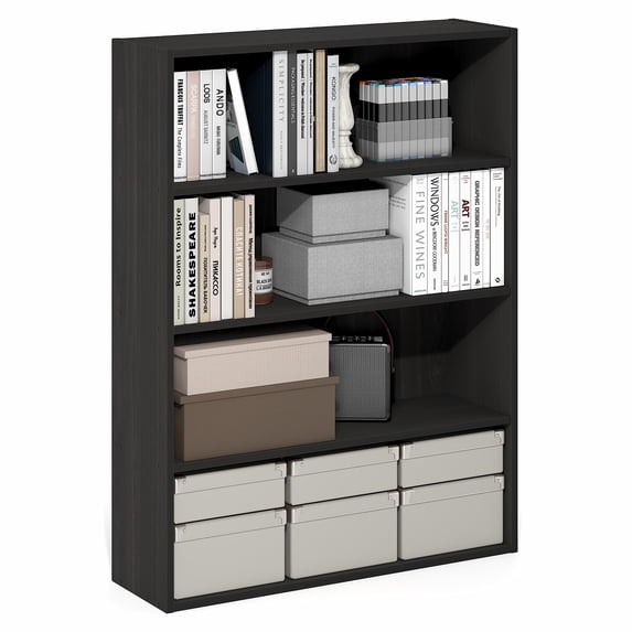 Furinno PASIR 4-Tier Open Bookshelf Easy Assembly 9.3x31.3x41.8 Espresso