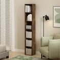 thumbnail image 1 of Furinno PASIR Book Shelf, 6-Tier Bookcase, Bookshelf, Open Storage Shelf, 9.4 x 12 x 71 Inches, for Home Office, Living Room, Amber Oak, 1 of 5