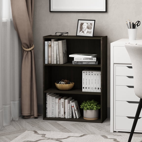 Furinno PASIR Contemporary Engineered Wood 3-Tier Open Shelf in Espresso