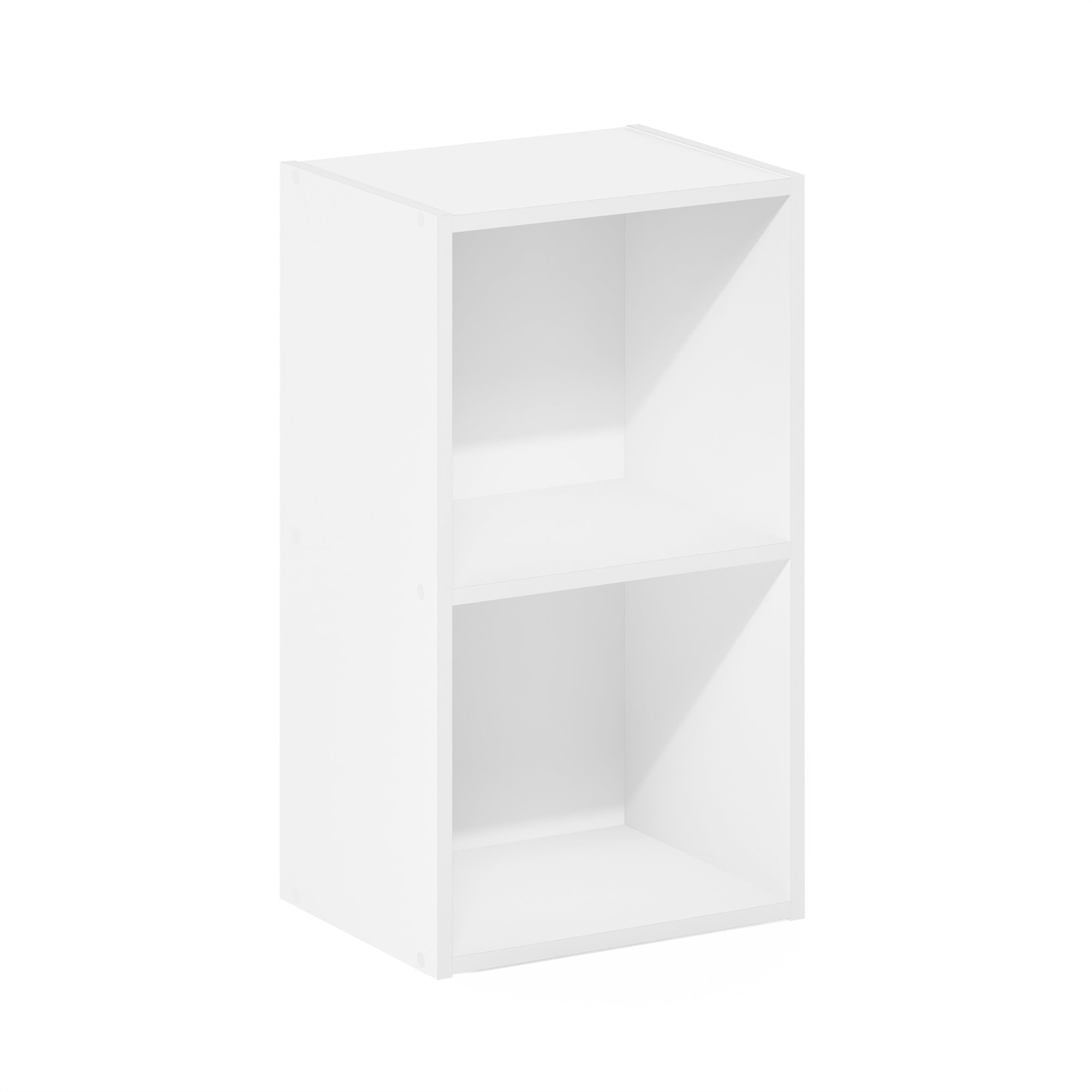 White Composite Wood 2-Tier Cube Bookcase