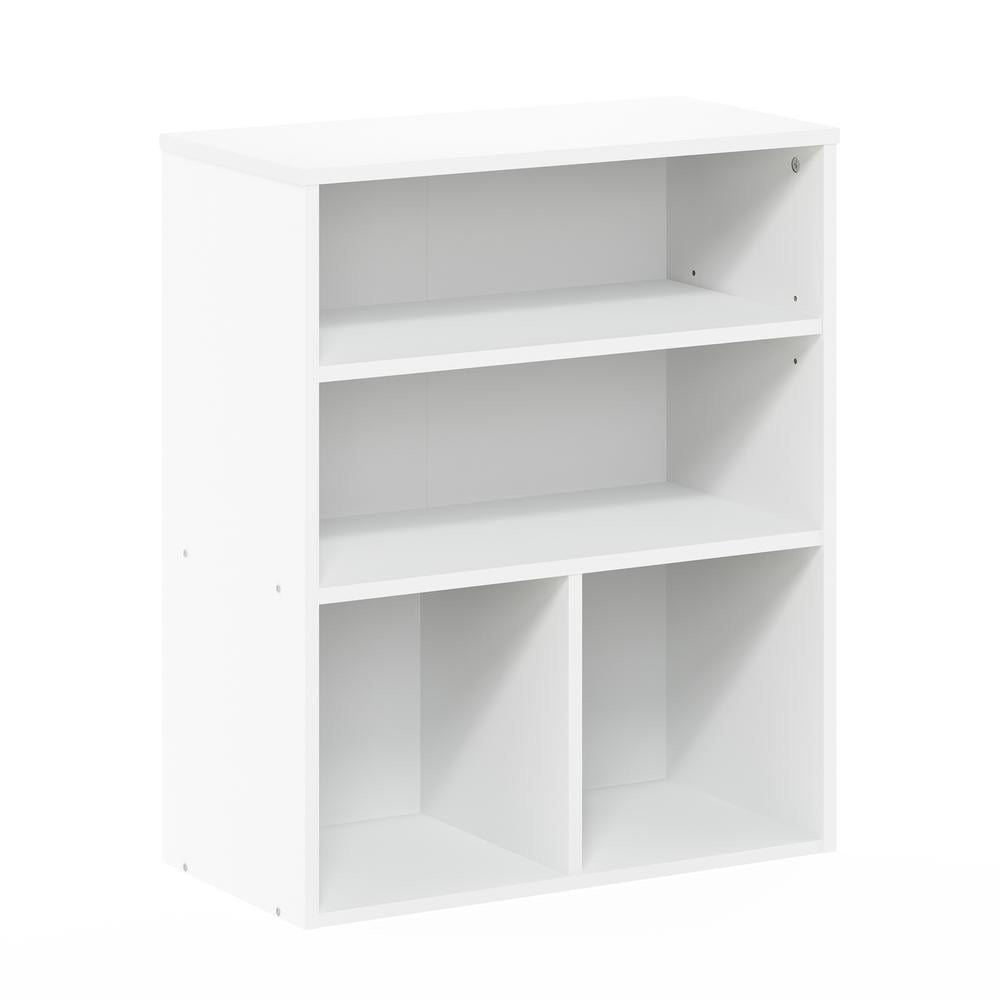 White Adjustable 4-Shelf Contemporary Wood Bookcase