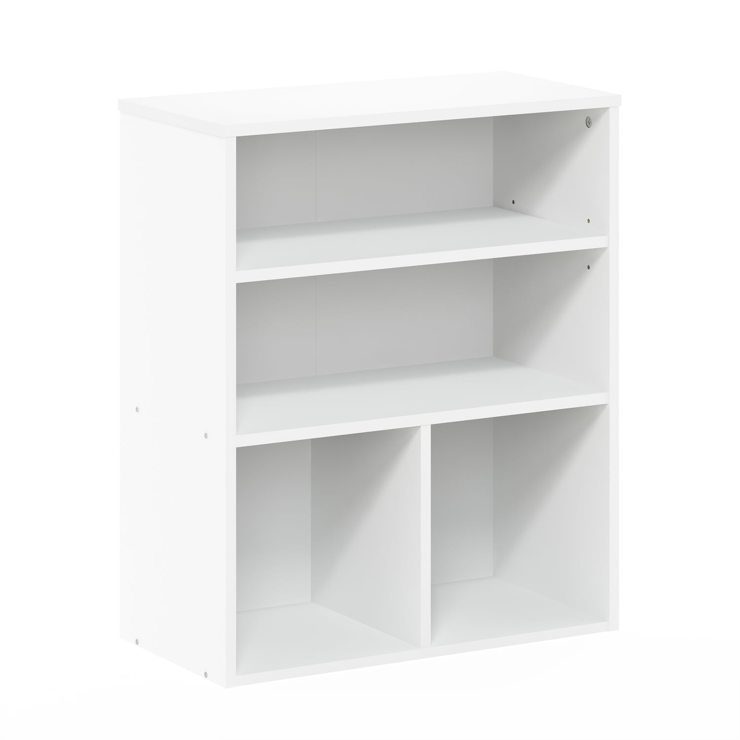 White Adjustable 4-Shelf Contemporary Wood Bookcase