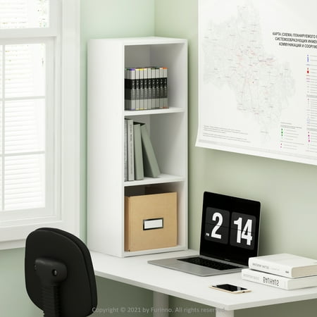 Furinno Pasir 3-Tier No Tool Assembly Open Shelf Bookcase, White