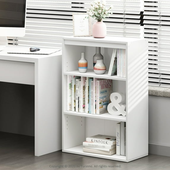 Furinno Pasir 3-Tier Open Bookshelf, White