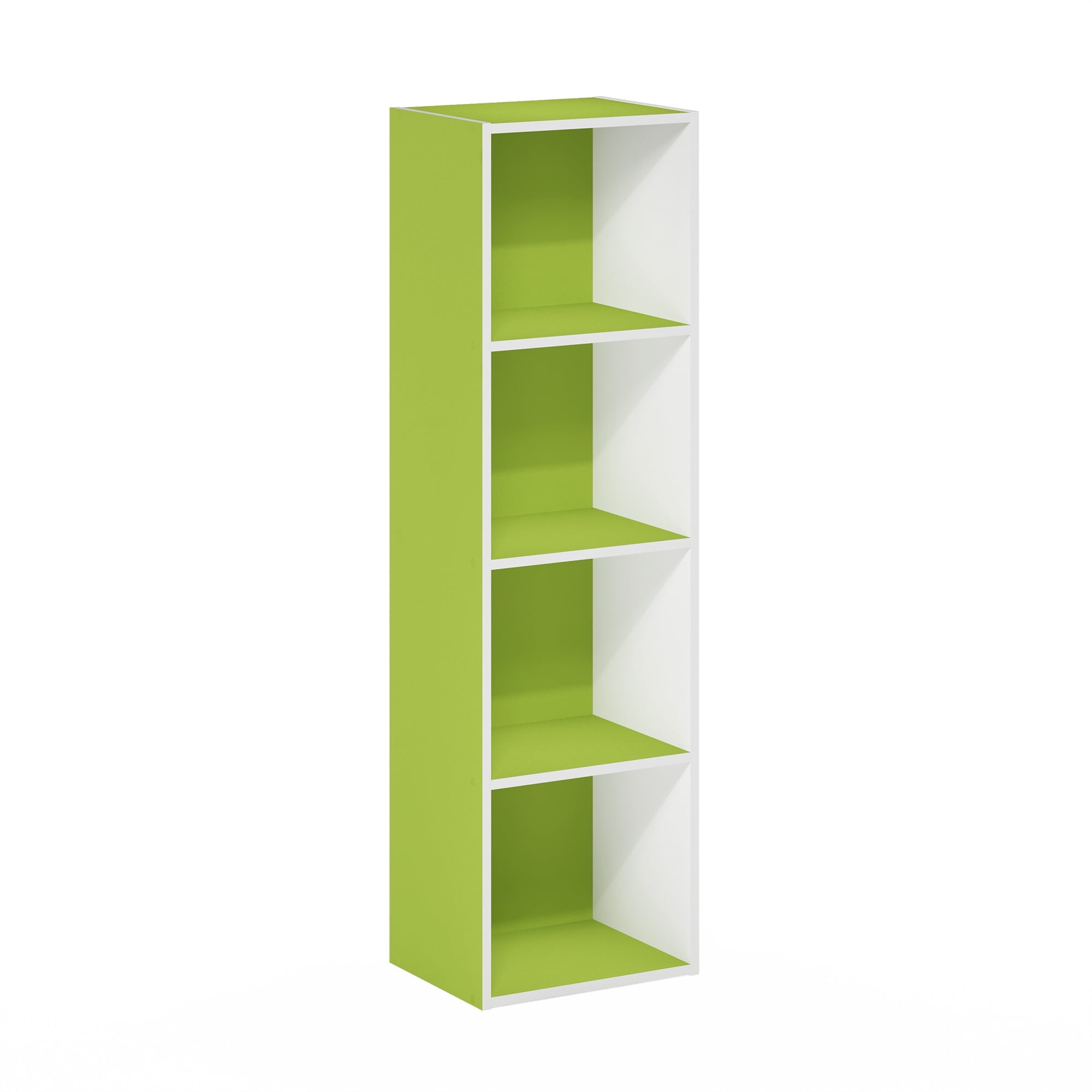 Furinno Pasir 4Tier Open Shelf Easy Bookcase, Green/White  (图1)