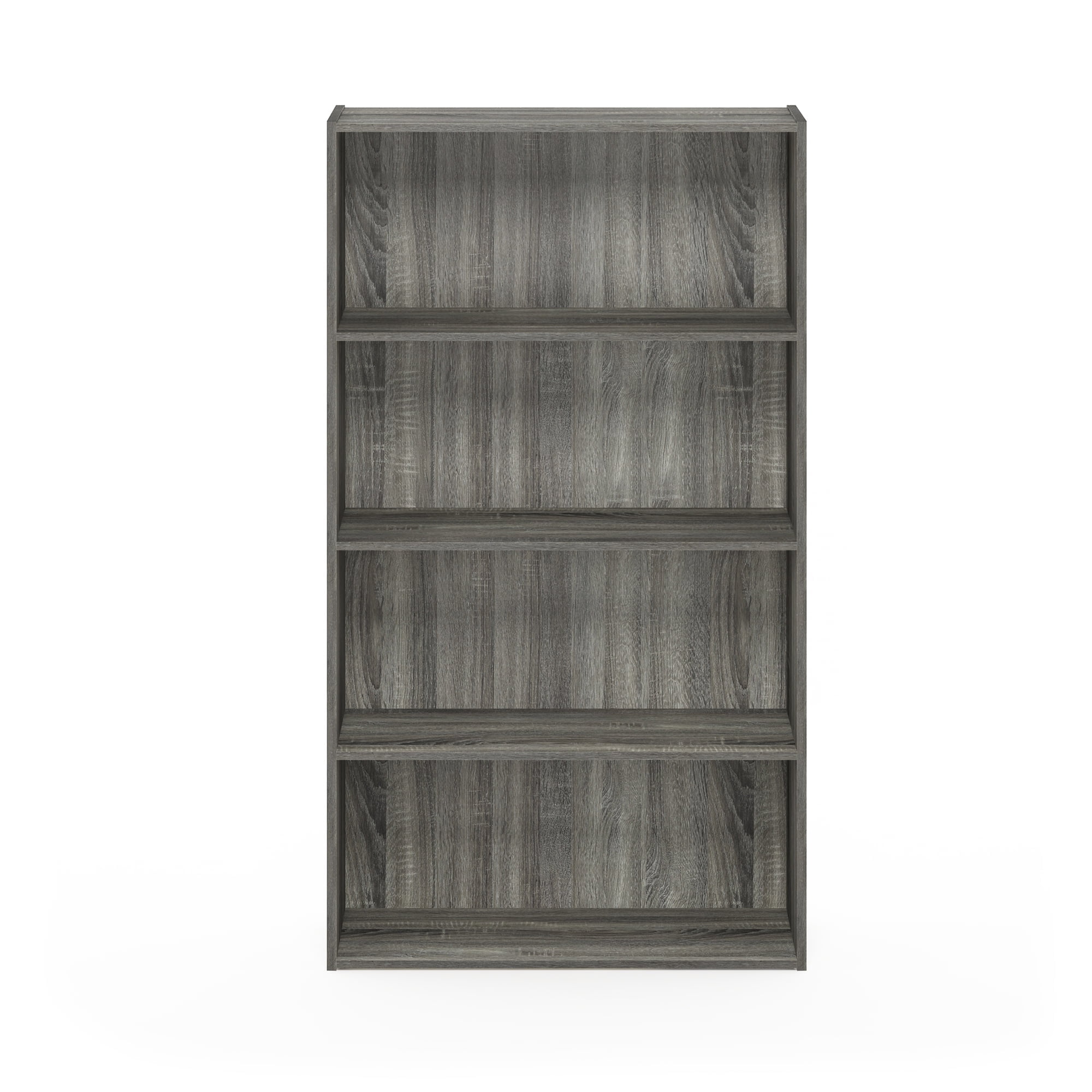 French Oak Grey 4-Tier Wood Open Shelf Bookcase