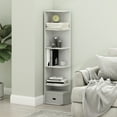 thumbnail image 1 of Furinno Pasir 5-Tier Corner Open Shelf Bookcase, White, 1 of 6