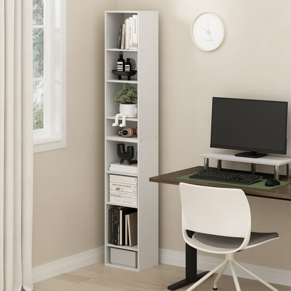 Furinno Pasir 8-Tier Open Shelf Bookcase, White