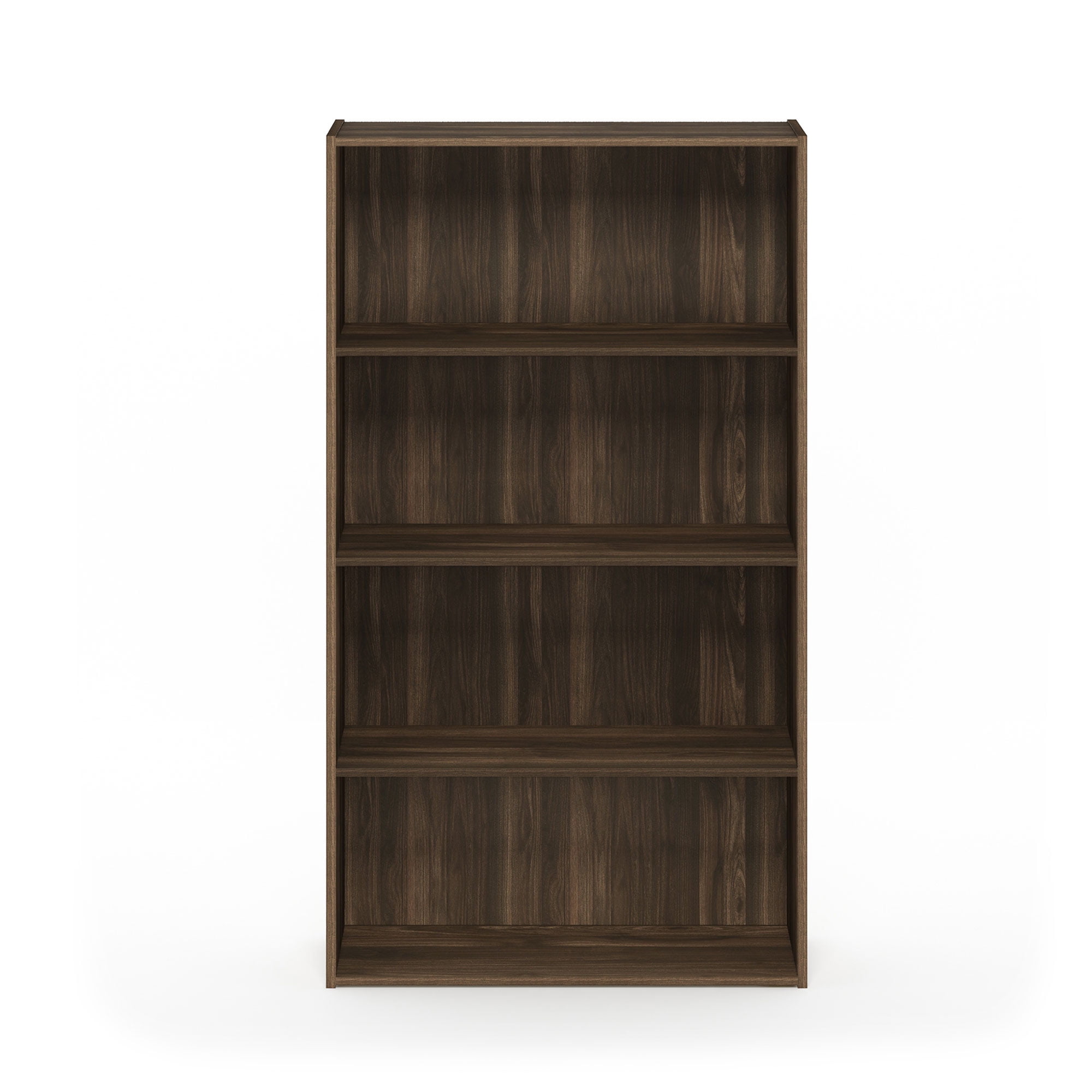 Columbia Walnut 4-Tier Engineered Wood Open Shelf Bookcase