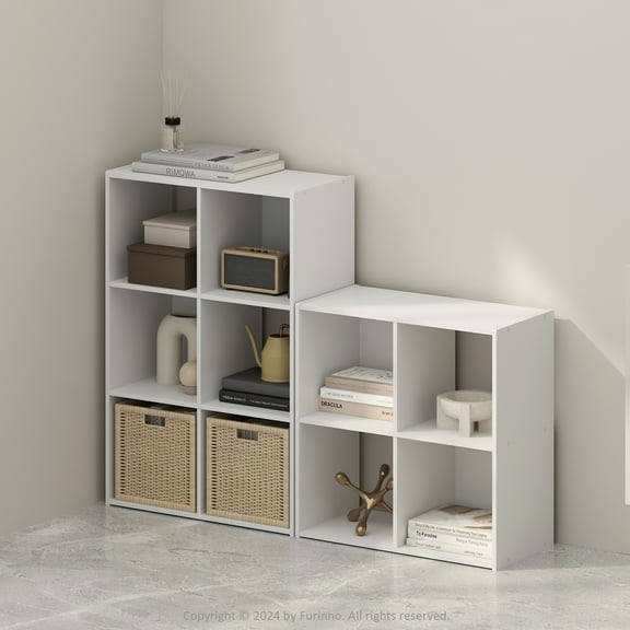 Furinno Pelli Cubic Storage Cabinet in Bookcase in Bookshelf in 4-Cube in White