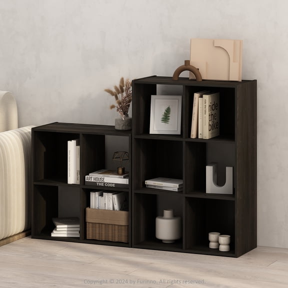 Furinno PELLI CUBIC Storage Cabinet in Bookcase in Bookshelf in 6-Cube Espresso
