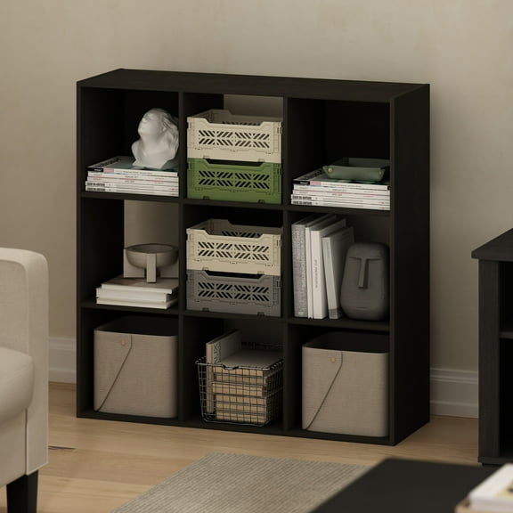 Furinno Pelli Cubic Storage Cabinet in Bookcase in Bookshelf in 9-Cube Espresso