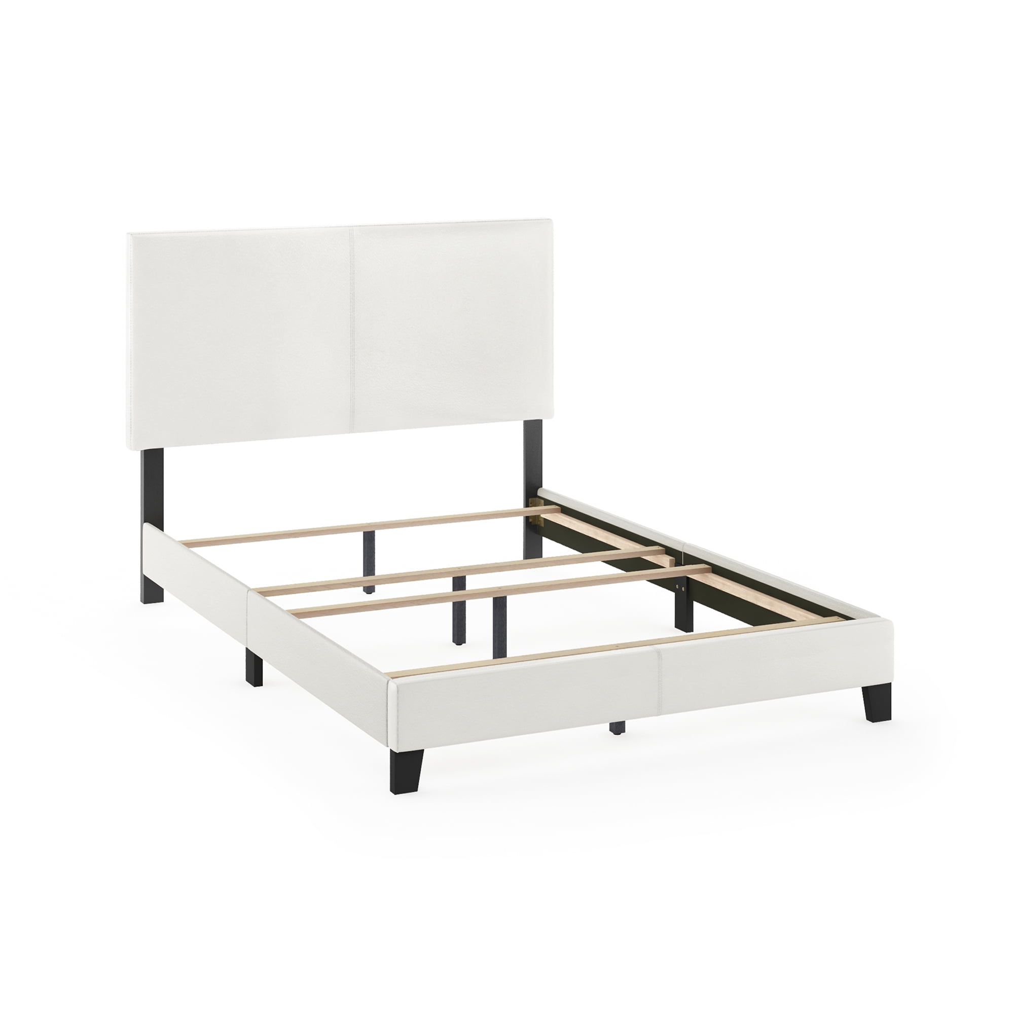 Furinno Pessac Upholstered Bed, White PU Leather, Full