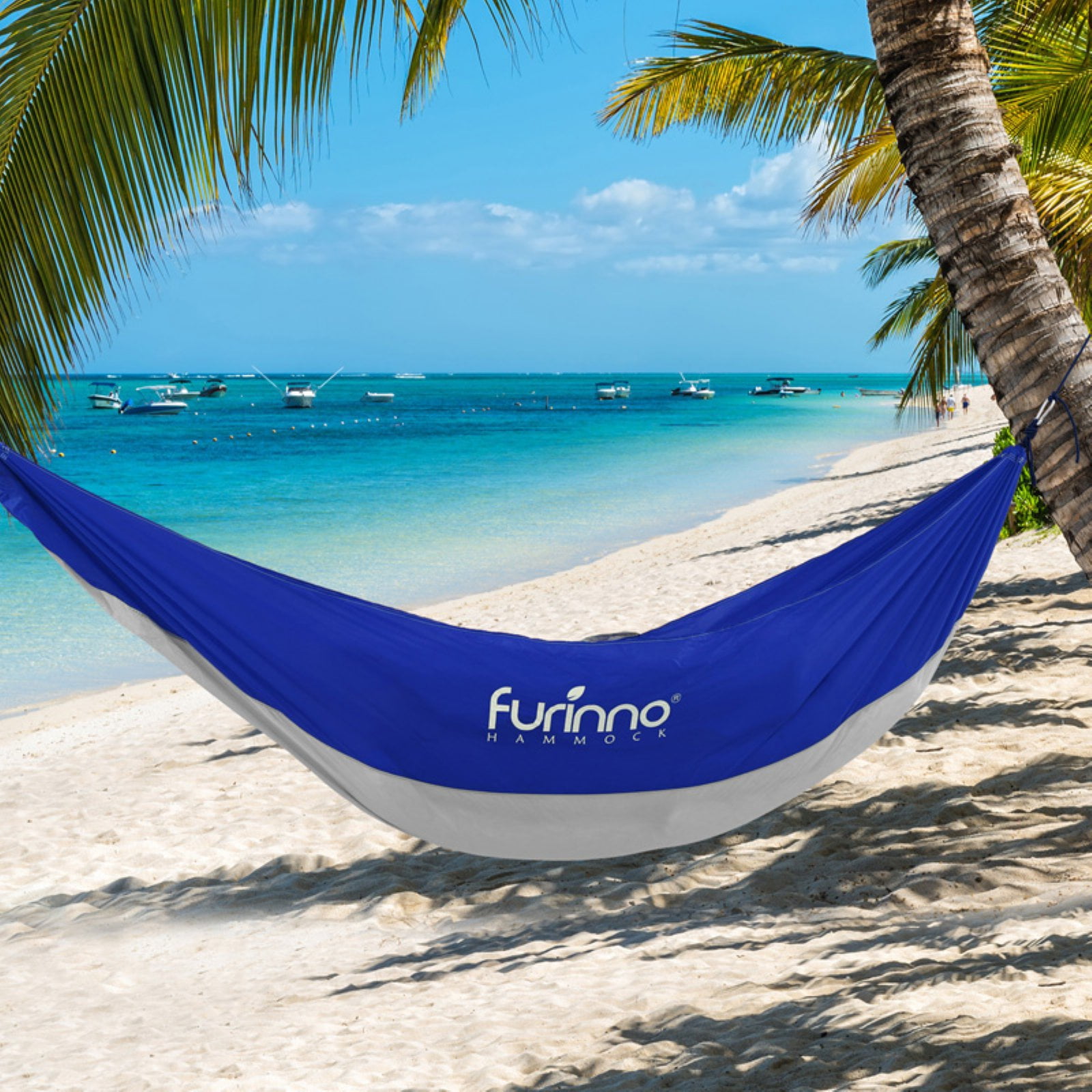Furinno Portable Heavy Duty Lightweight Hammock, FH16097GY/BL, Grey/Blue