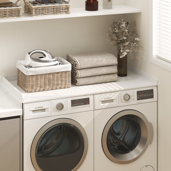 Furinno RAVEL 27.5 D x 54 W Washer Dryer Countertop Edge Rails White