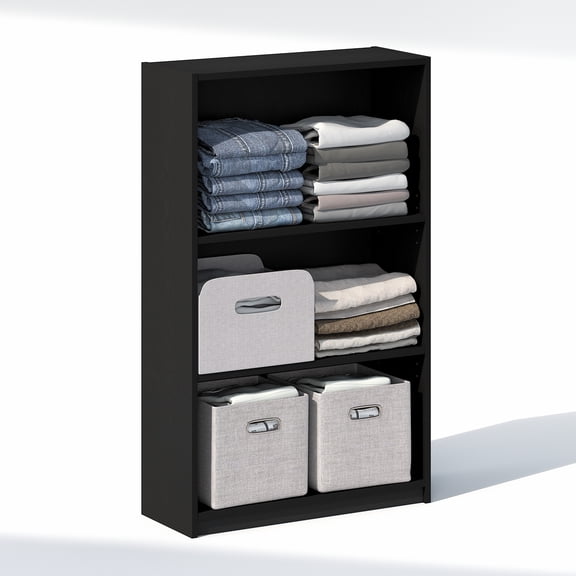 Furinno REED 3-Tier Closet Organizer Open Shelf Blackwood