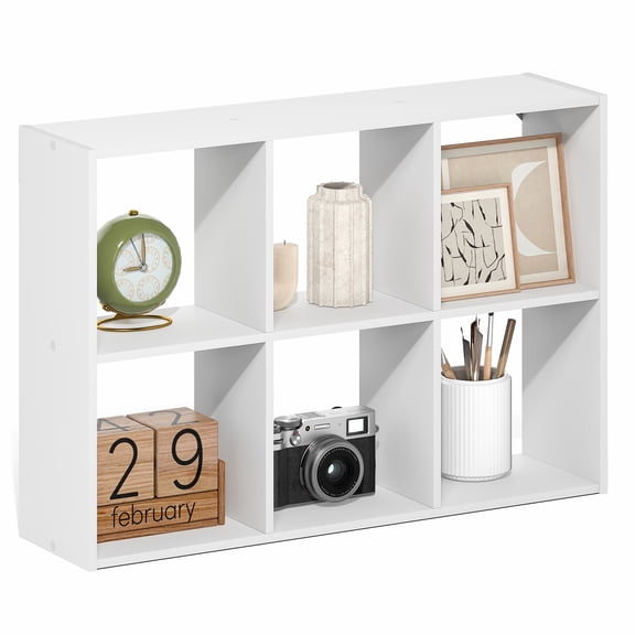 Furinno ROSSI 6-Cube Floating Shelves Wall Mount Bookshelf for Study Room White