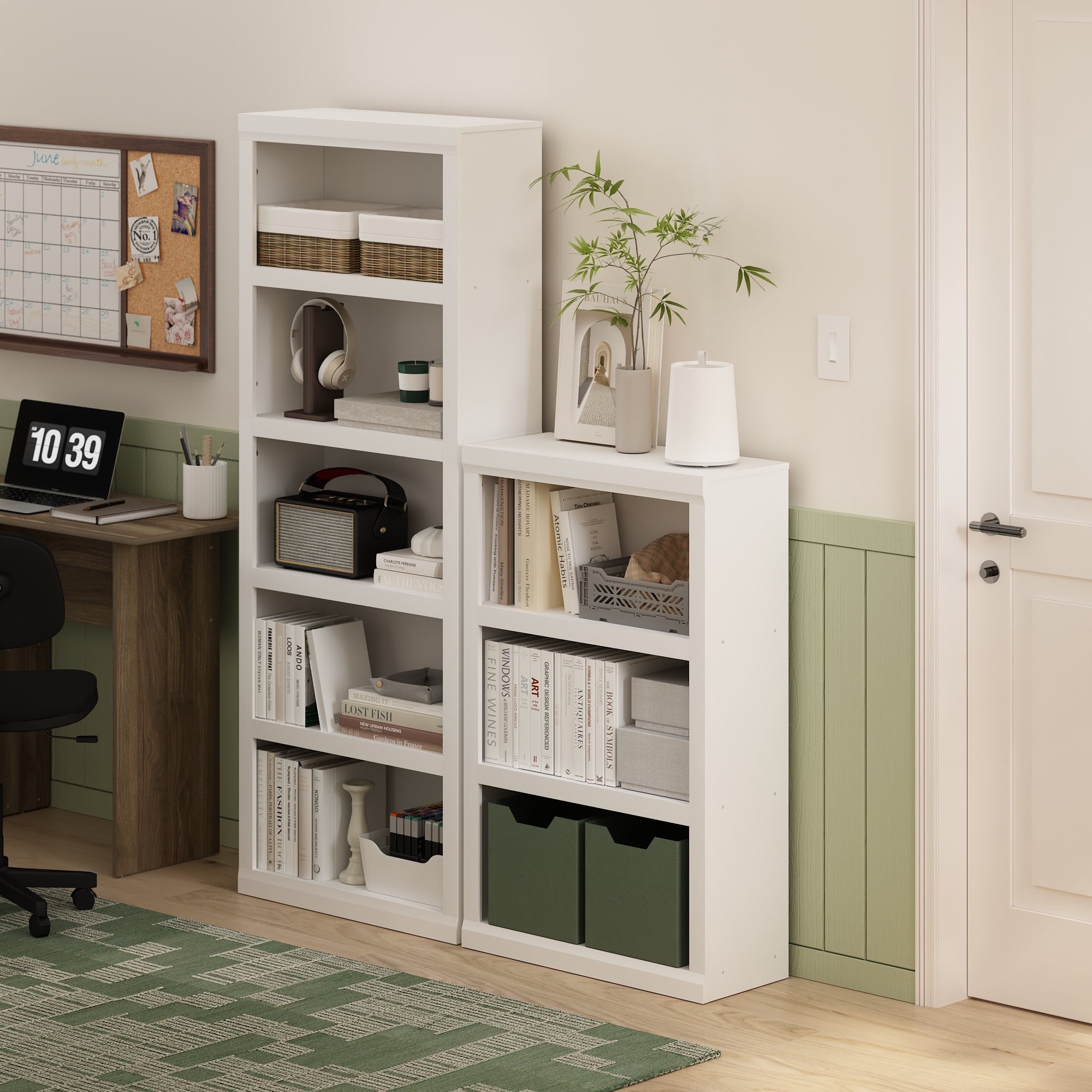 White 3-Tier Composite Wood Open Shelf Bookcase