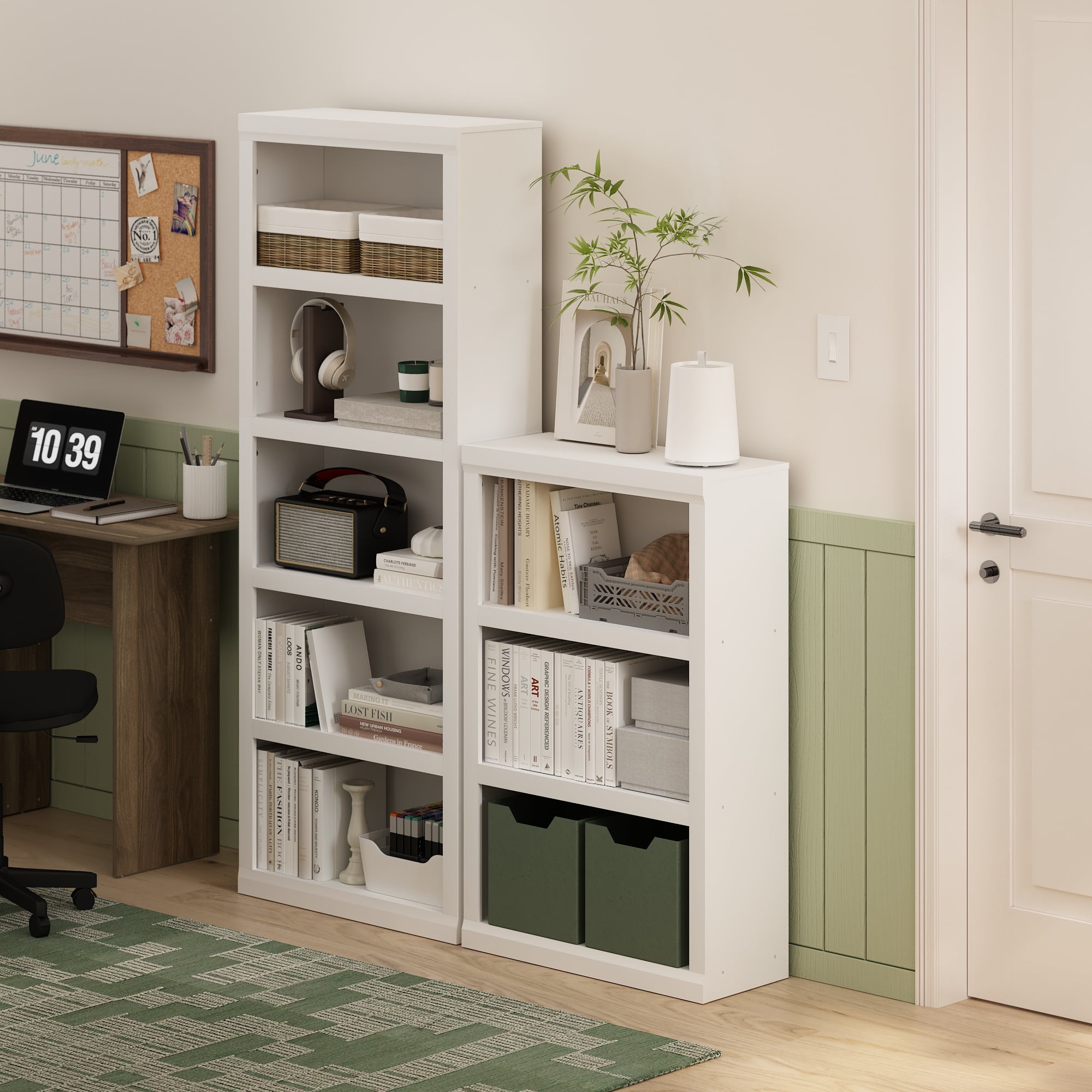 Furinno Rail 5-Tier Open Shelf Bookcase, White