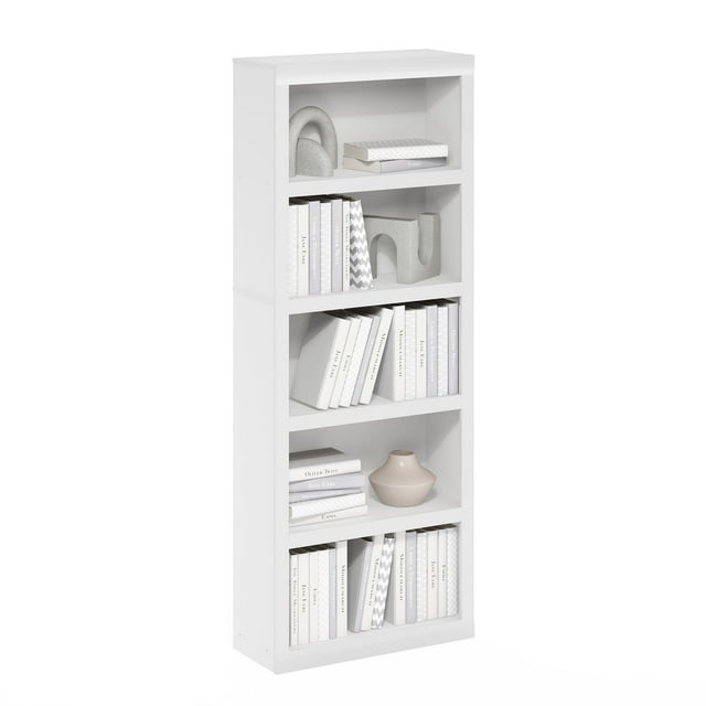 Furinno Rail 5Tier Open Shelf Bookcase, White