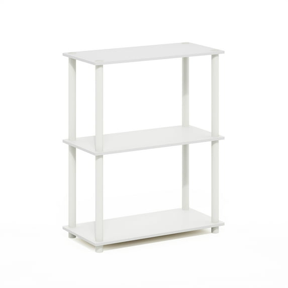 Furinno Rata 3-Tier Industrial Multipurpose Flat Base End Table with Metal Frame, French Oak Grey