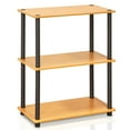 thumbnail image 1 of Furinno Rata 3-Tier Industrial Multipurpose Flat Base Shelf Display Rack with Metal Frame, Columbia Walnut, 1 of 5