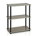 thumbnail image 1 of Furinno Rata 3-Tier Industrial Multipurpose Flat Base Shelf Display Rack with Metal Frame, French Oak Grey, 1 of 4