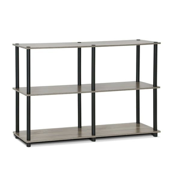 Furinno Rata 3 x 2 Industrial Multipurpose Flat Base Shelf Display Rack with Metal Frame, Columbia Walnut