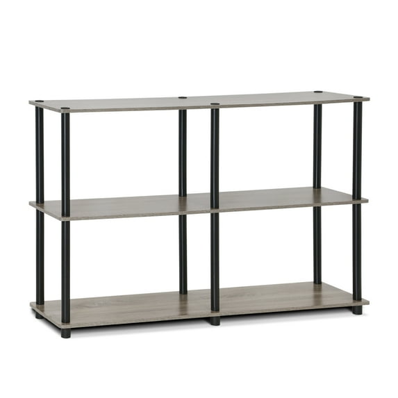 Furinno Rata 3 x 2 Industrial Multipurpose Flat Base Shelf Display Rack with Metal Frame, Columbia Walnut