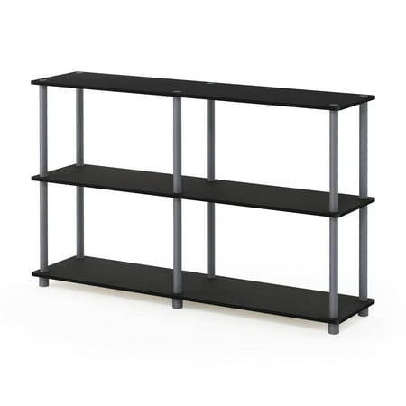 Furinno Rata 3 x 2 Industrial Multipurpose Flat Base Shelf Display Rack with Metal Frame, French Oak Grey