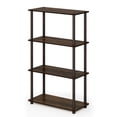 thumbnail image 1 of Furinno Rata 4-Tier Industrial Multipurpose Flat Base Bookshelf, Bookcase with Metal Frame, Columbia Walnut, 1 of 5