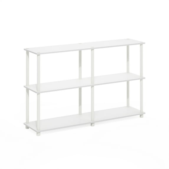 Furinno Rata 4 x 2 Industrial Multipurpose Flat Base Shelf Display Rack with Metal Frame, French Oak Grey