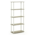 thumbnail image 1 of Furinno Rata 5-Tier Industrial Multipurpose Flat Base Shelf Display Rack with Metal Frame, Narrow, French Oak Grey, 1 of 5
