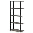 thumbnail image 1 of Furinno Rata 6-Tier Industrial Multipurpose Flat Base Bookshelf, Bookcase with Metal Frame, Narrow, French Oak Grey, 1 of 5