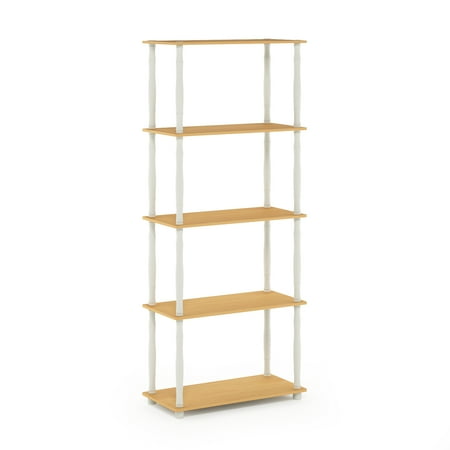 Furinno Rata 6-Tier Industrial Multipurpose Flat Base Shelf Display Rack with Metal Frame, Wide, French Oak Grey